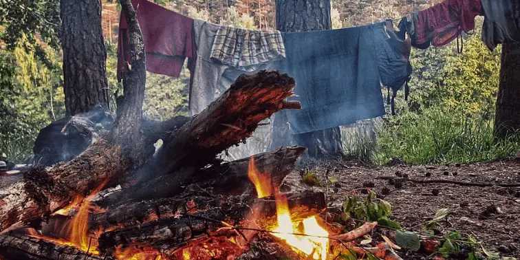 Dry Clothes with Campfire