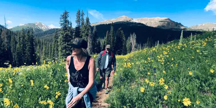 Hiking through a Field of Flowers